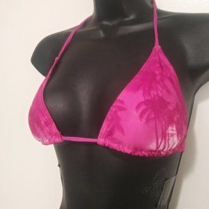 L.E.I. Pink palm tree triangle bikini top